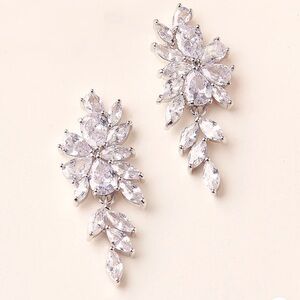 Dareth Colburn CZ floral design pierced earrings bridal